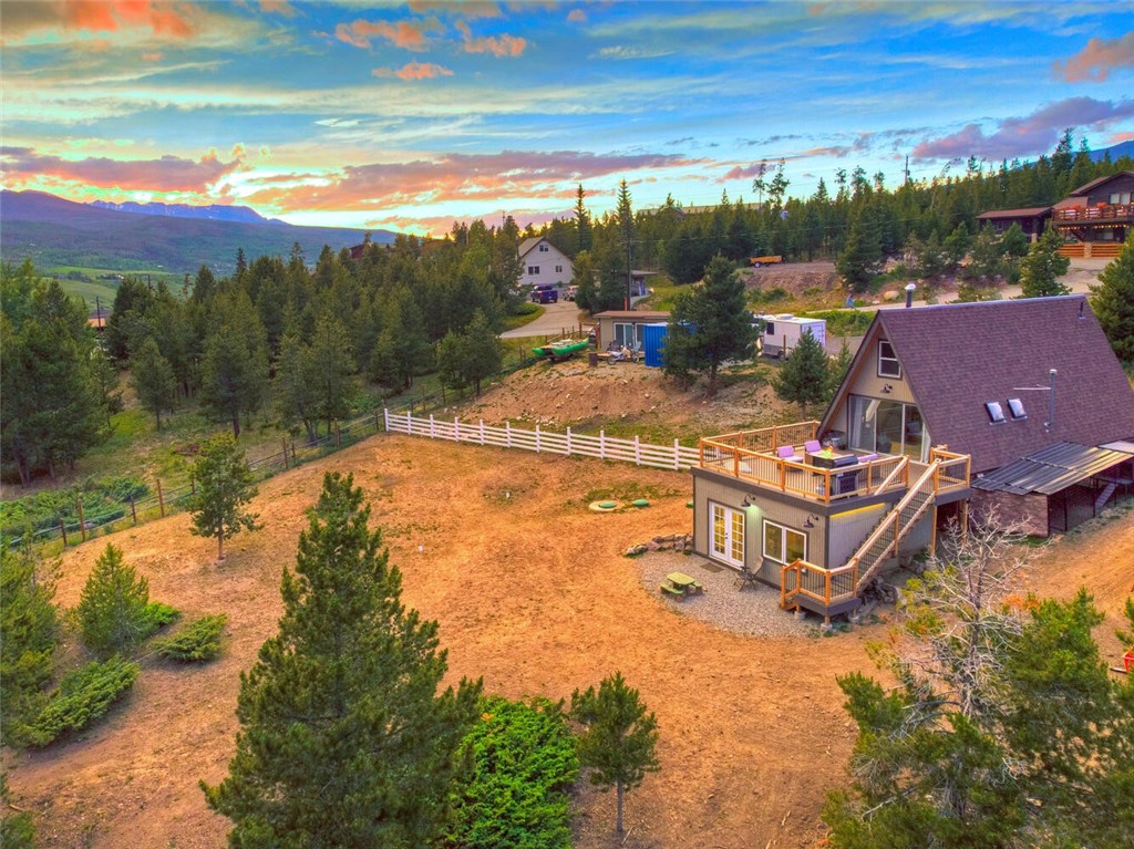 Aerial view of the fenced in 1.24 acre property