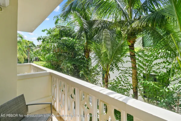 a view of a balcony with an outdoor space