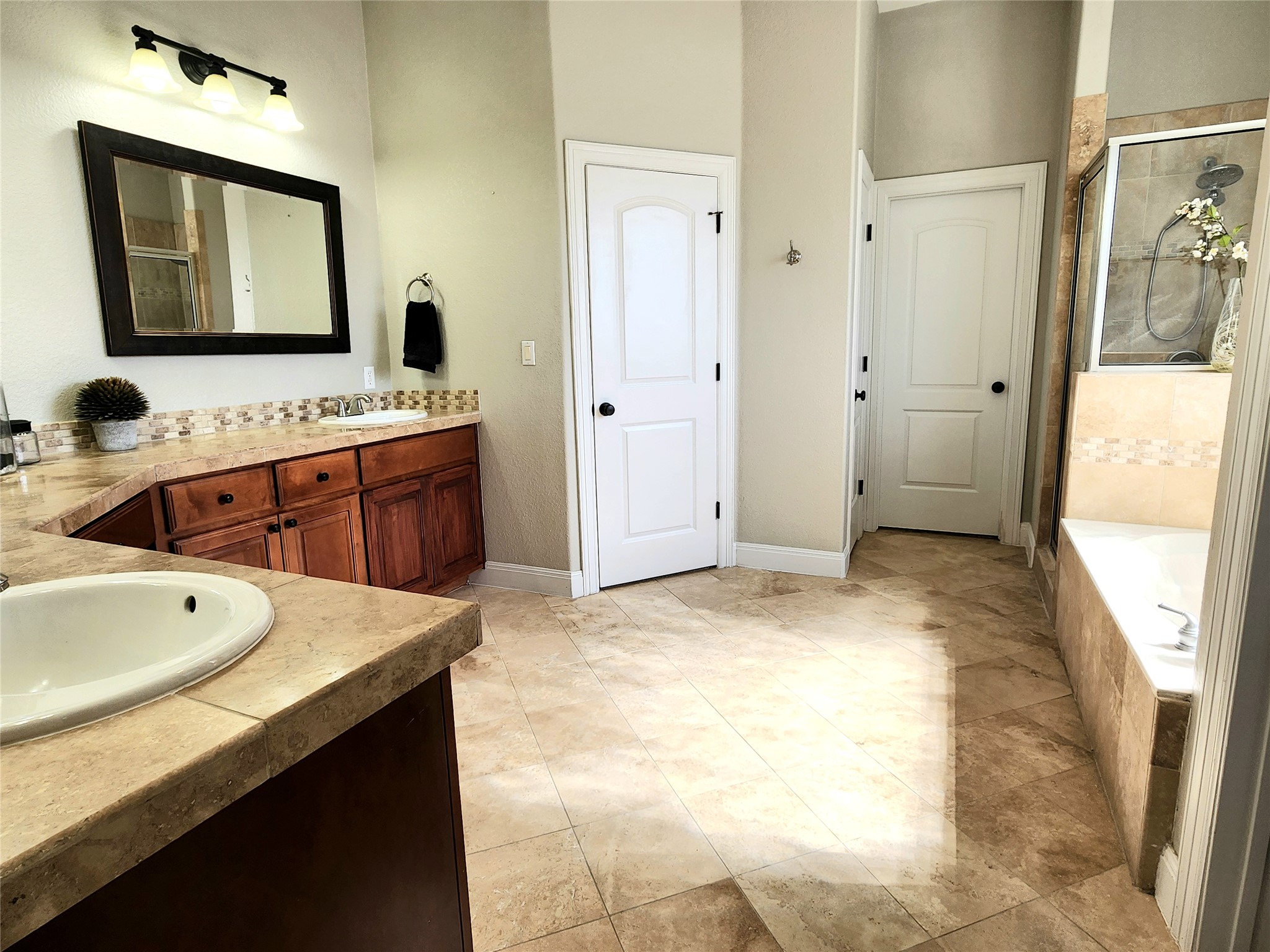 152 Silver Hawk Court Dripping Springs, TX 78620 - Photo 14 of 31 a bathroom with a tub sink and mirror