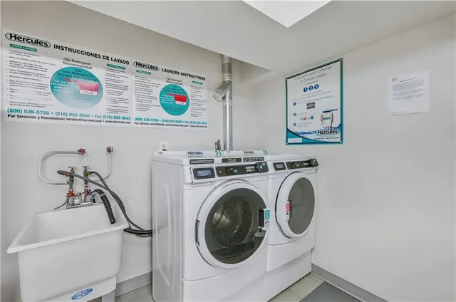 a utility room with dryer and washer
