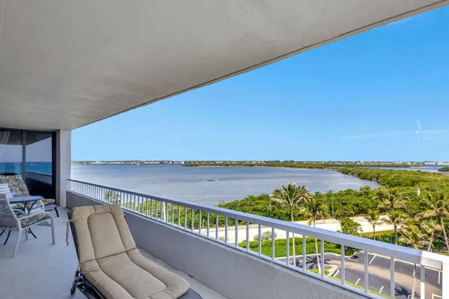 a view of a balcony with wooden floor and a potted plant