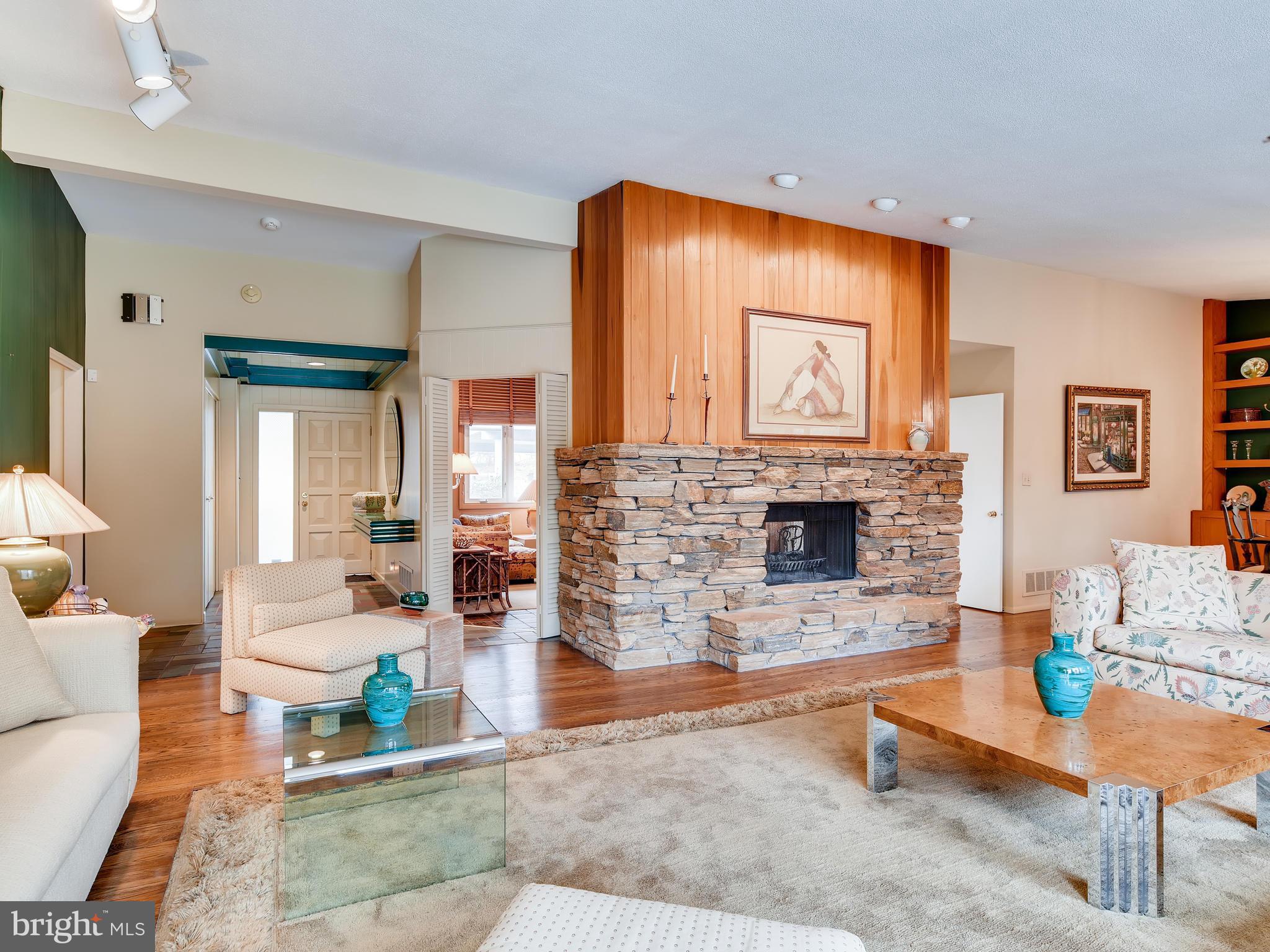 3411 Old Court Road Baltimore, MD 21208 - Photo 4 of 32 Living Room with Stone Fireplace