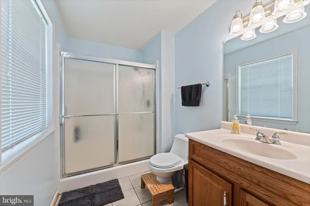 a bathroom with a sink a toilet and a large mirror