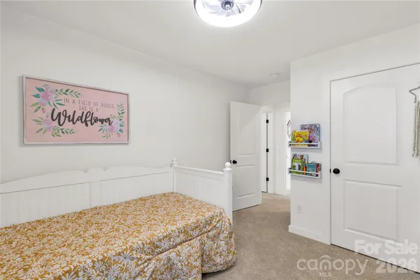a bedroom with a bed and a cabinets