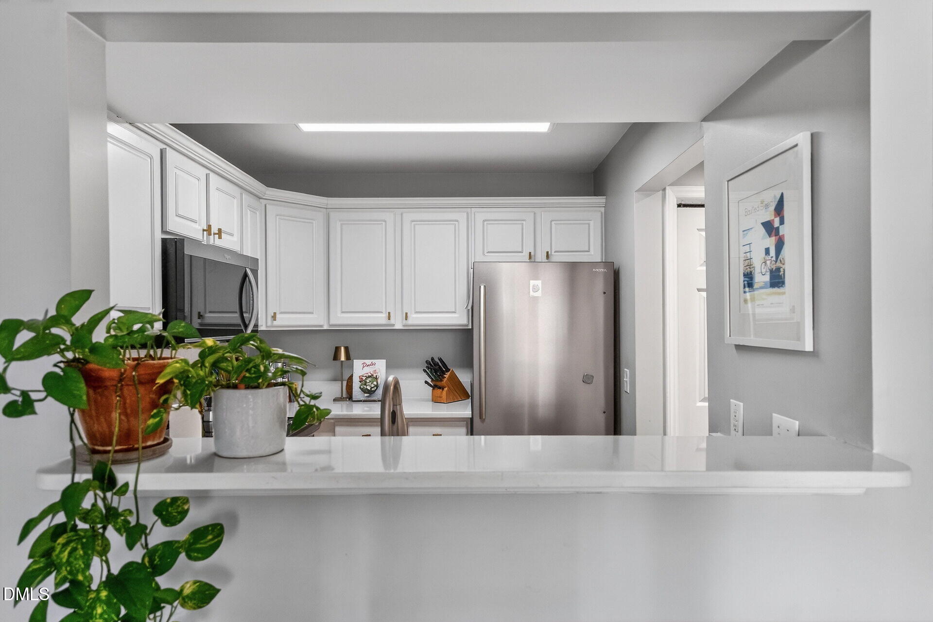 1111 Parkridge Lane, Unit 103 Raleigh, NC 27605 - Photo 12 of 24 a kitchen with a potted plant on the counter and cabinets