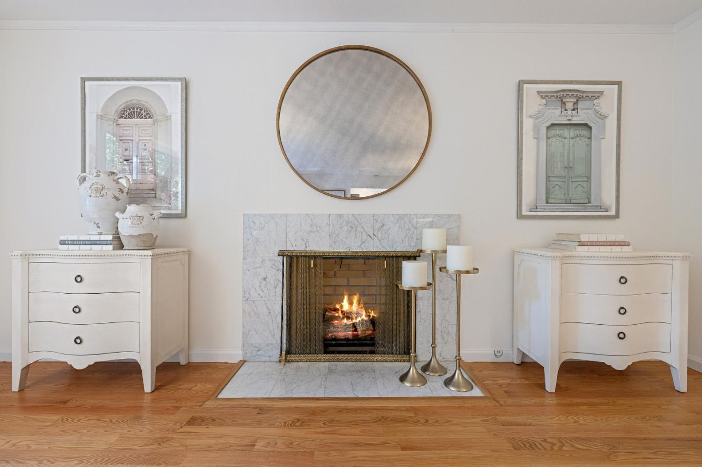 16 Valley Road Atherton, CA 94027 - Photo 13 of 100 a view of a livingroom with a fireplace a desk and chair