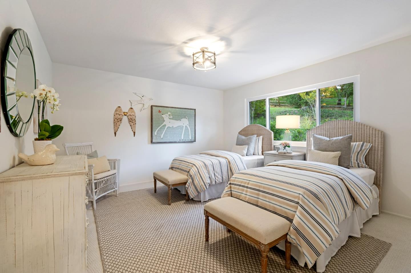 16 Valley Road Atherton, CA 94027 - Photo 60 of 100 a bedroom with a bed and a chandelier