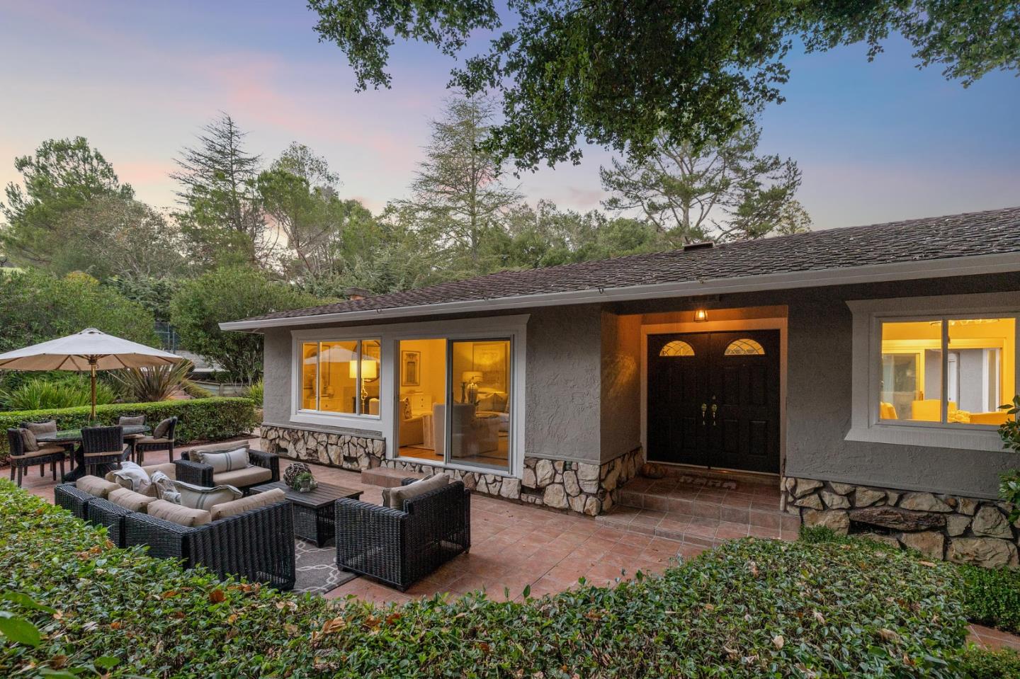 16 Valley Road Atherton, CA 94027 - Photo 86 of 100 a view of a house with backyard sitting area and garden