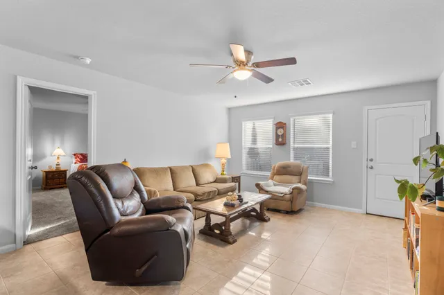 a living room with furniture