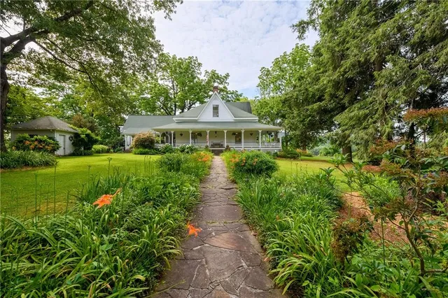 a view of a mountain with a outdoor space