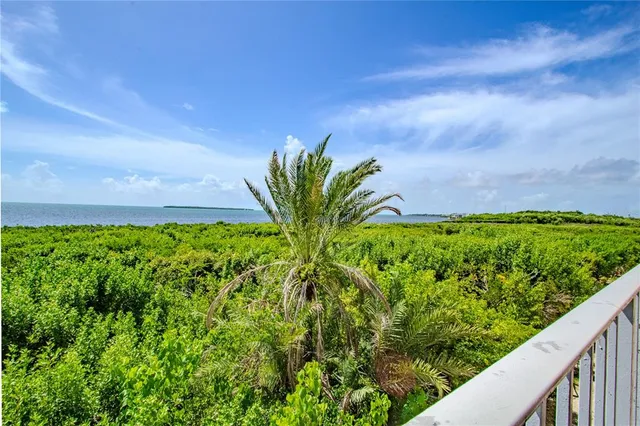 a view of a garden from a balcony