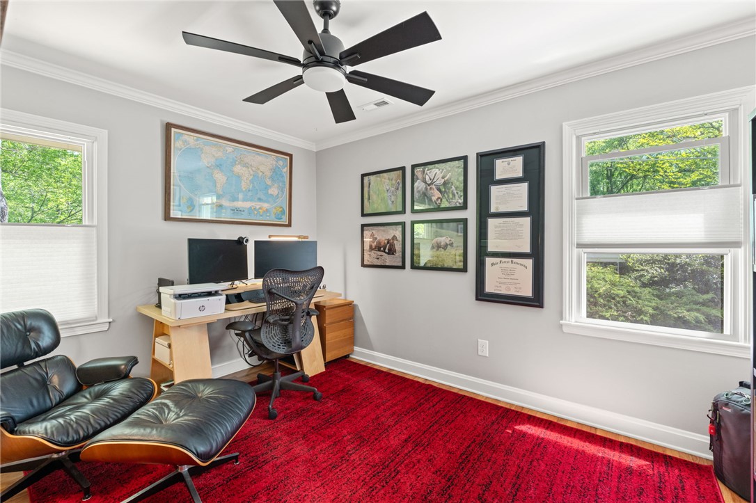209 Manley Drive Clemson, SC 29631 - Photo 26 of 44 This bright and airy study features ample natural light and crown molding, perfect for productivity.