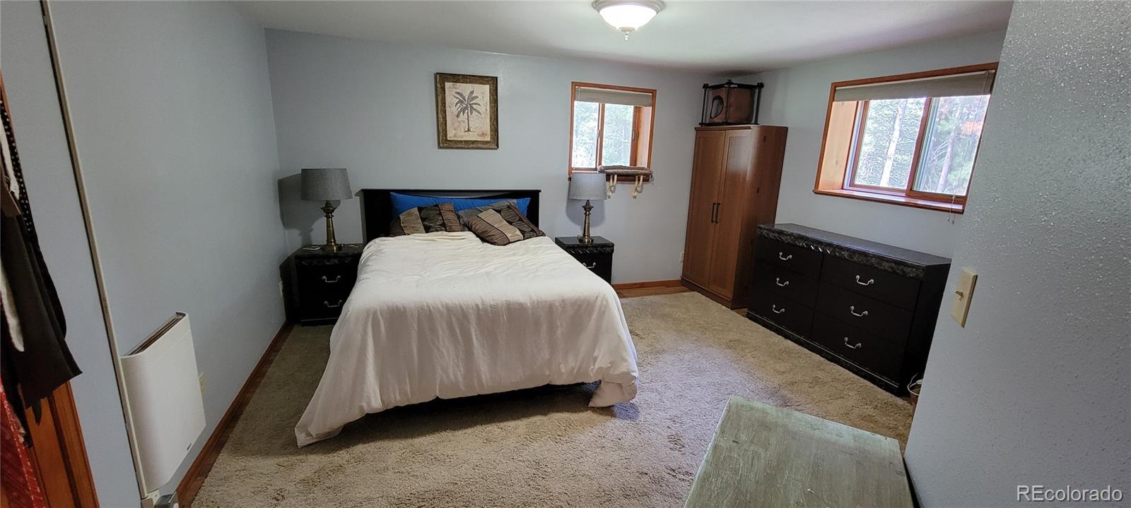 19533 Silver Ranch Road Conifer, CO 80433 - Photo 15 of 19 a bedroom with a bed and a closet with window