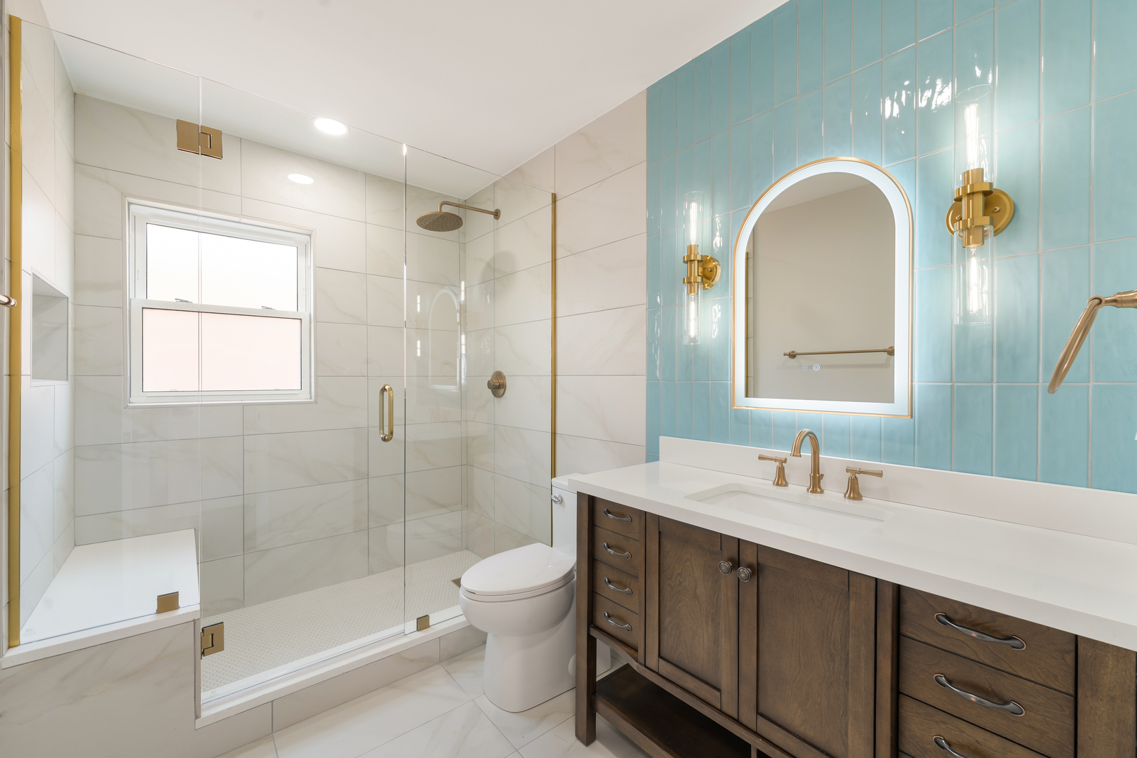 4230 North Monitor Avenue Chicago, IL 60634 - Photo 19 of 40 a bathroom with a double vanity sink toilet and shower