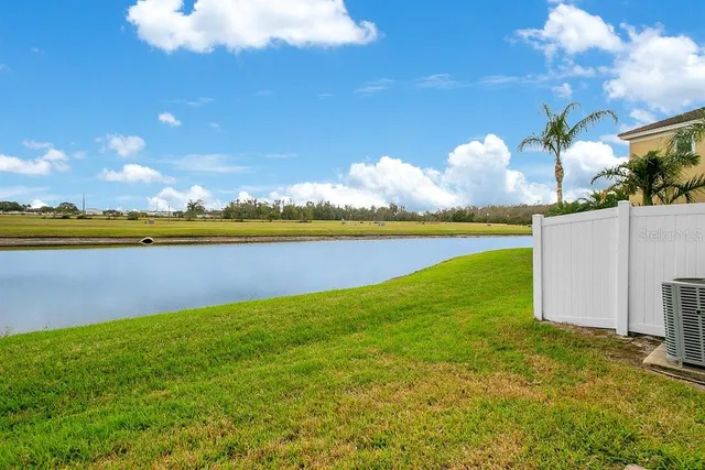 a view of a lake and a building