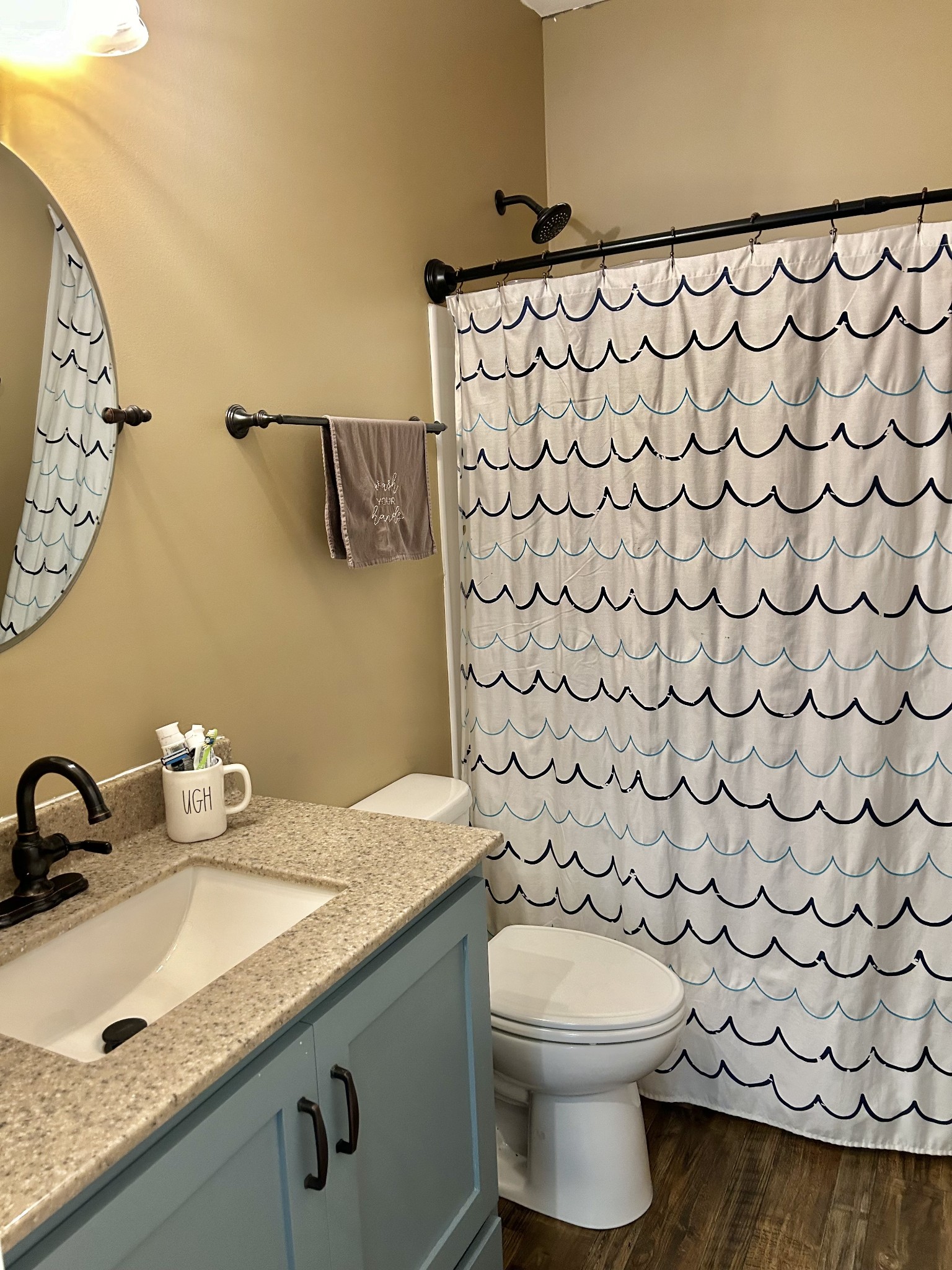 795 Cat Creek Road Manchester, TN 37355 - Photo 36 of 58 a bathroom with a granite countertop sink and a toilet