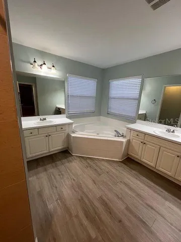 a bathroom with a sink and mirror