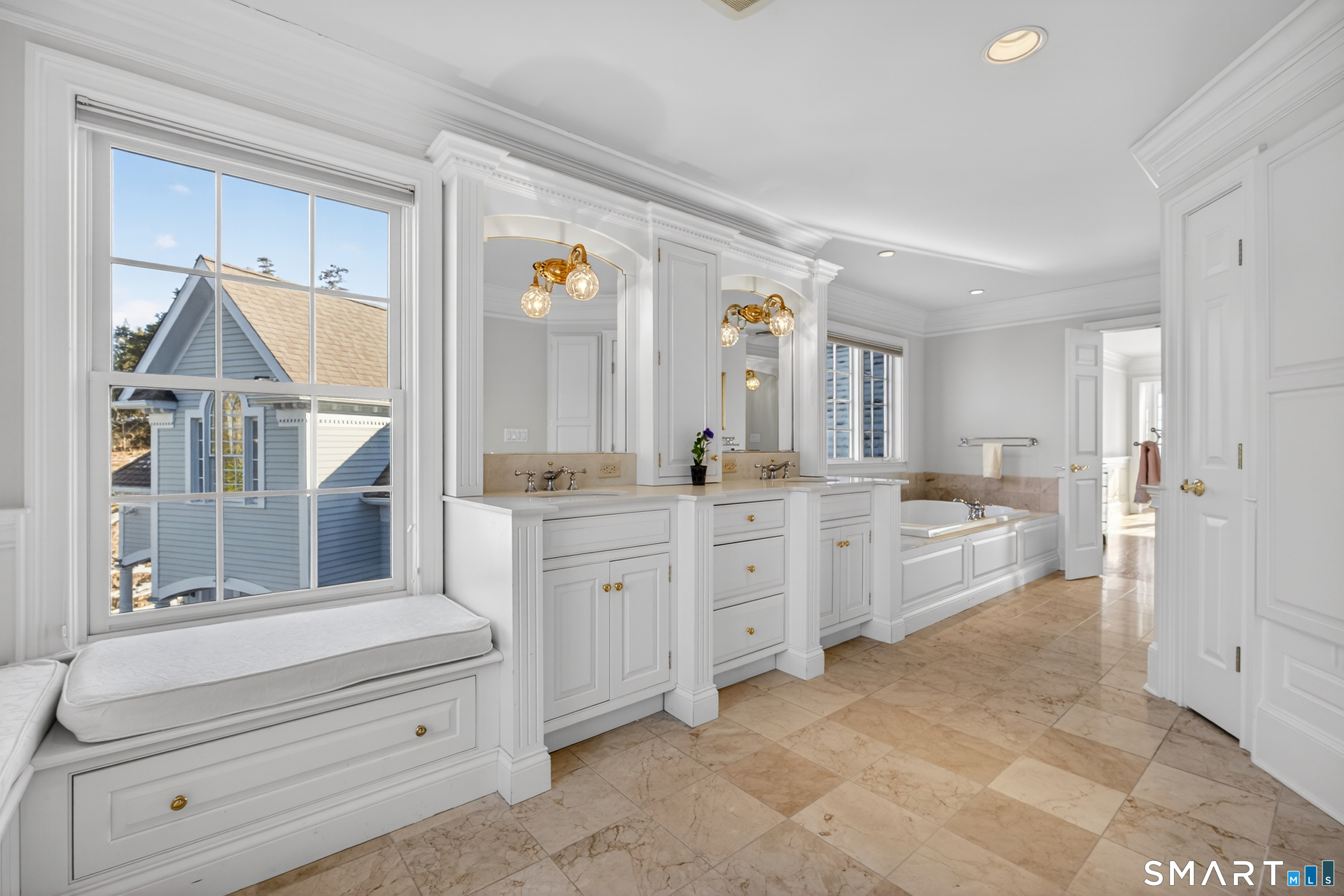 134 River Road Essex, CT 06426 - Photo 26 of 39 a bathroom with a granite countertop sink mirror and bathtub