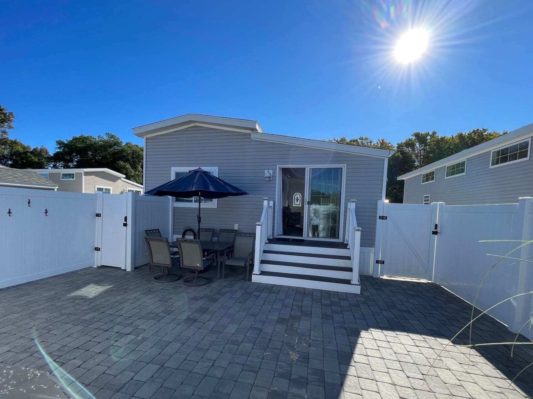 4100 Rte 9 South, Unit 84 Rio Grande, NJ 08242 - Photo 10 of 22 a view of a patio with table and chairs under an umbrella