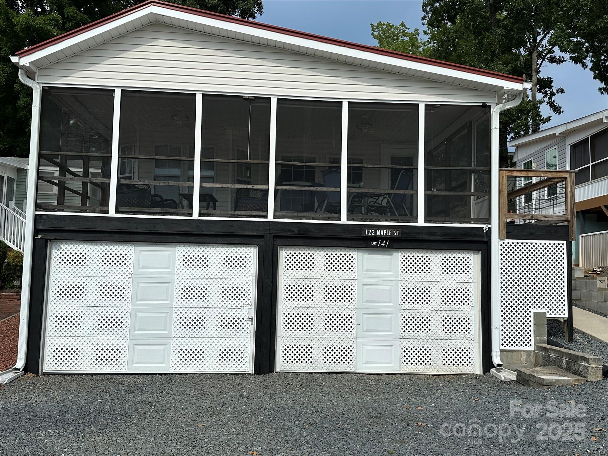 a view of a house with a large window