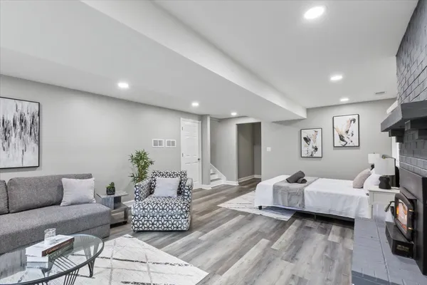 a living room with furniture and a couch