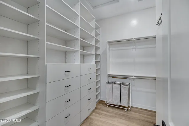 a view of an empty walk in closet
