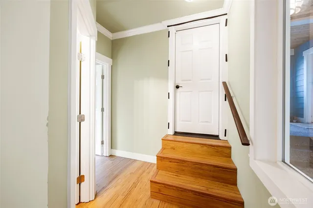a view of an entryway with staircase