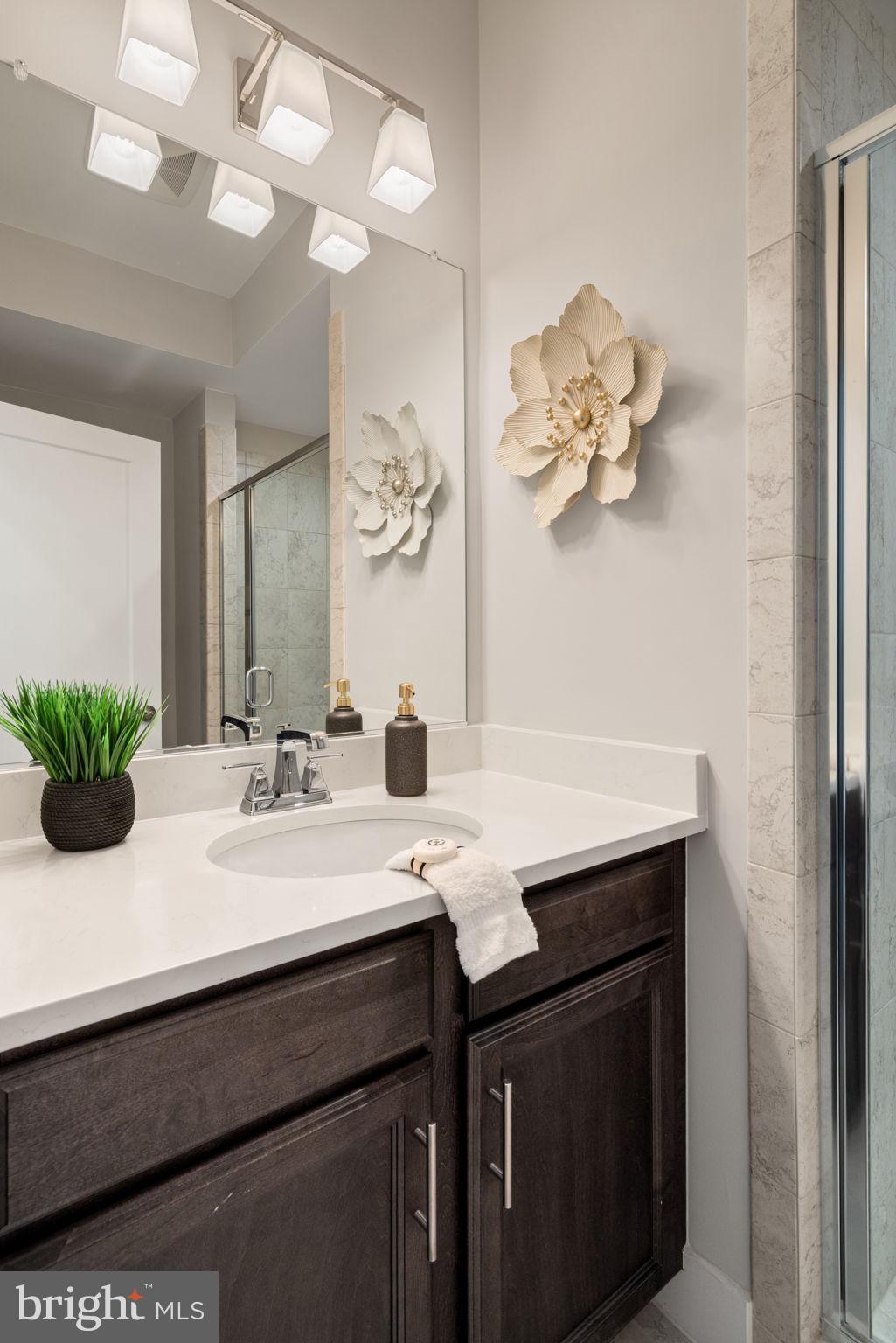 3006 Eskridge Road Fairfax, VA 22031 - Photo 5 of 41 a bathroom with a sink a mirror and a potted plant