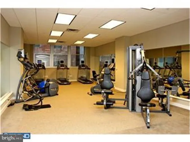 a view of a room with gym equipment