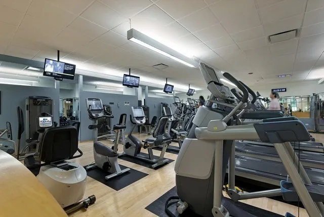 a view of a room with gym equipment
