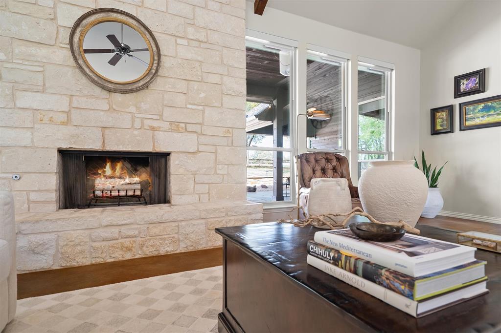2431 Dr Sanders Road Cross Roads, TX 76227 - Photo 10 of 40 a living room with furniture and a fireplace