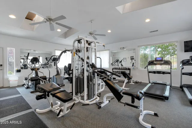a view of a room with gym equipment