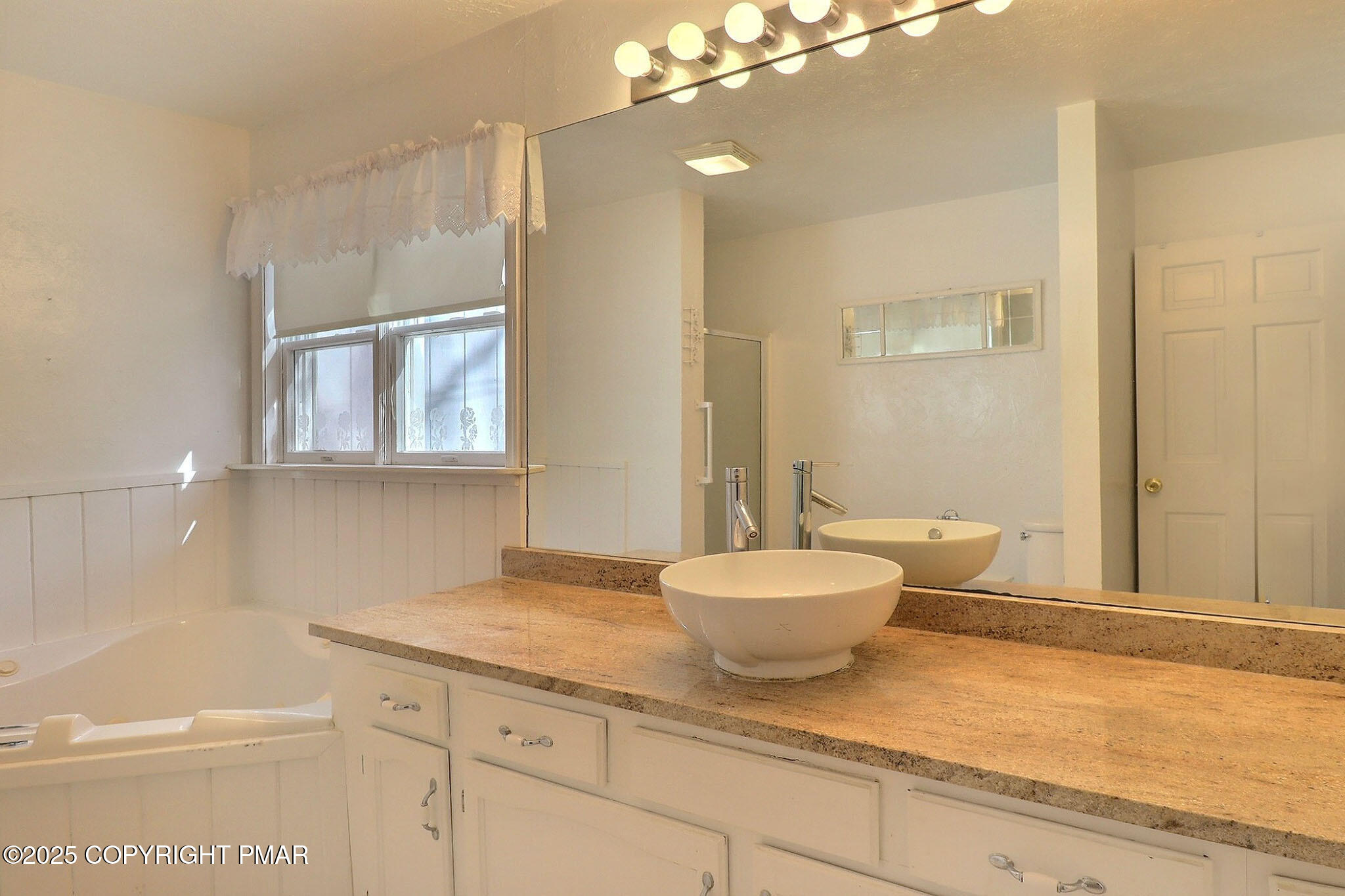 641 Long Mountain Road Effort, PA 18330 - Photo 18 of 41 a bathroom with a granite countertop sink and a mirror