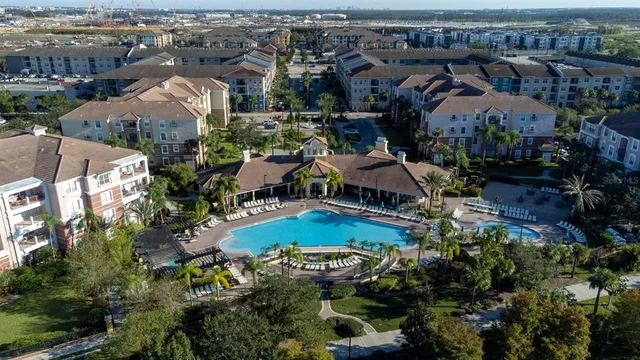an aerial view of a house