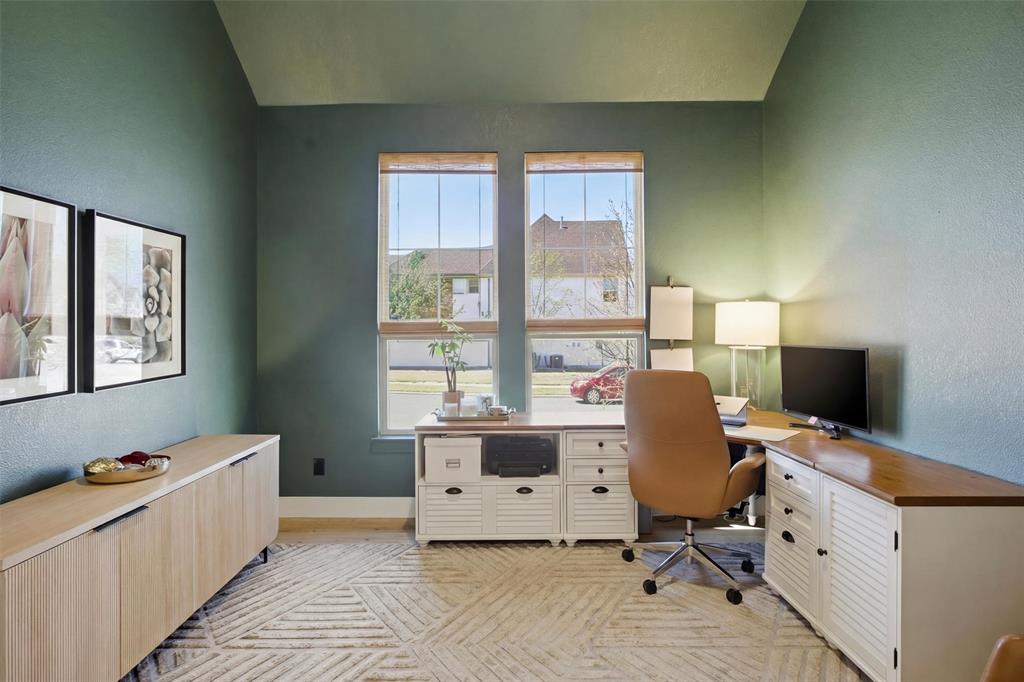 6033 Strada Cove Fort Worth, TX 76123 - Photo 17 of 35 a view of a workspace with furniture and a window