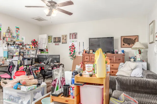 a room with furniture and a chandelier