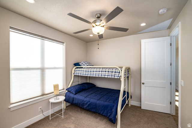 1283 North Gallen Road Santa Clara, UT 84765 - Photo 40 of 103 Bedroom 3 with carpet flooring, recessed lighting, and a ceiling fan