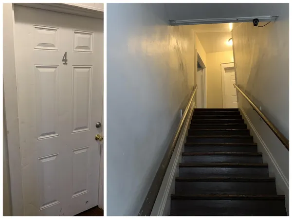 a view of a hallway with wooden floor and entryway