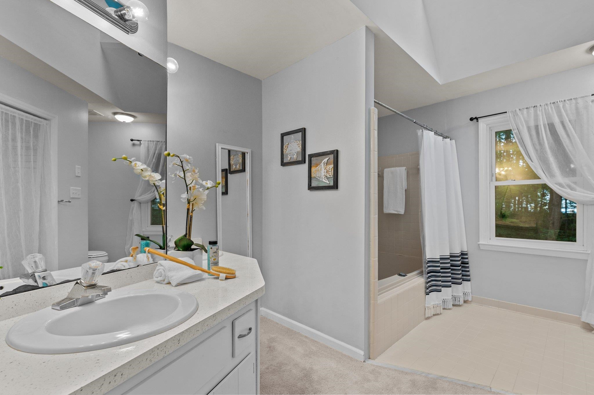 7818 Breckon Way Raleigh, NC 27615 - Photo 21 of 27 a en suite bathroom with a sink and a mirror
