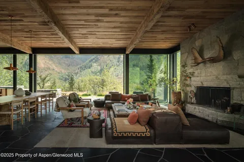 a living room with furniture