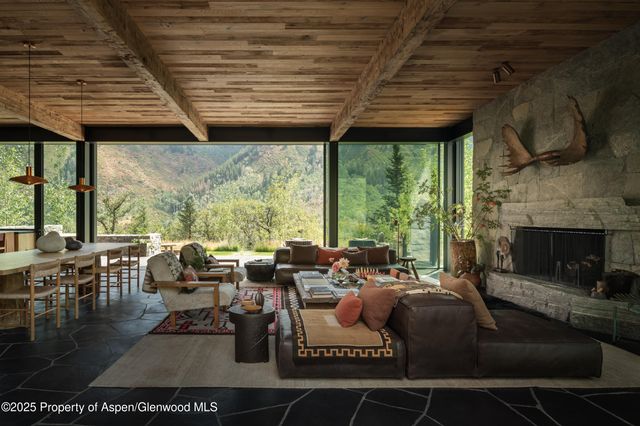 a living room with furniture