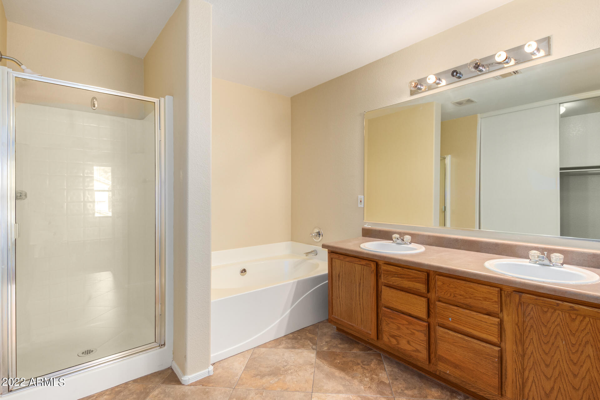 9373 West Eaton Road Phoenix, AZ 85037 - Photo 10 of 19 a spacious bathroom with a tub sink shower and mirror