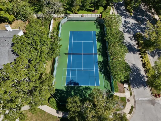 an aerial view of a house