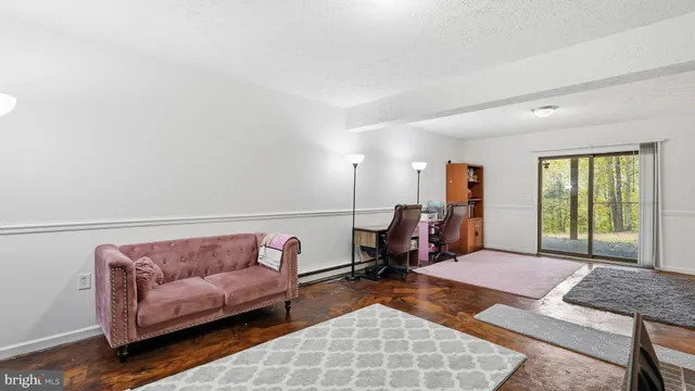 a living room with furniture rug and window