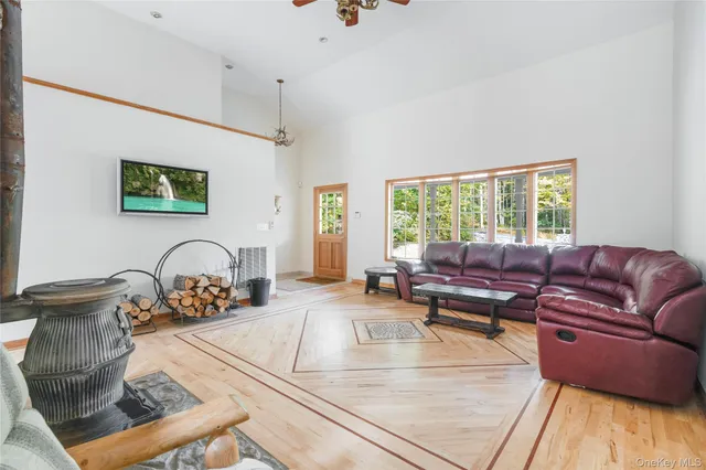 a living room with furniture