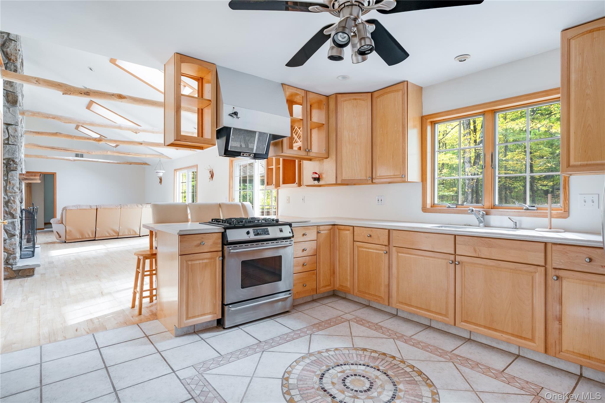 91 Decker Road Ancram, NY 12502 - Photo 9 of 35 a kitchen with stainless steel appliances granite countertop a stove a sink and a microwave