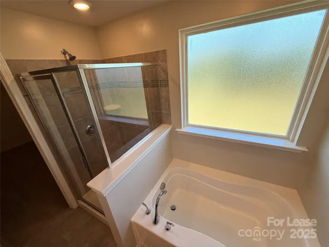 a bathroom with a bathtub
