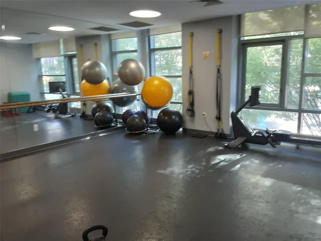 a room with gym equipment