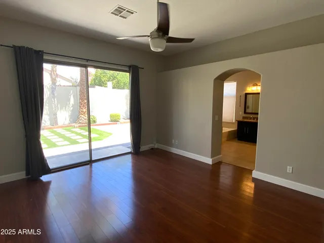 an empty room with windows