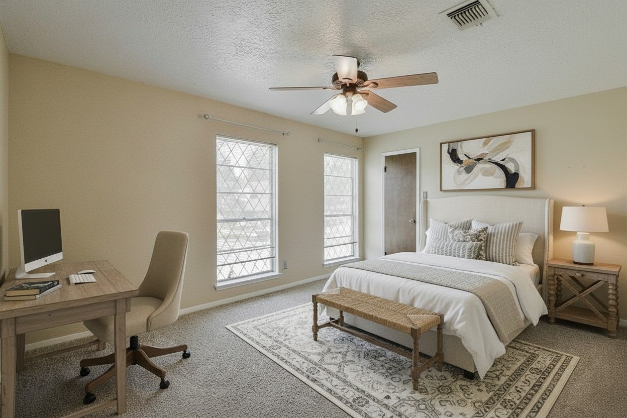 13915 Roundstone Lane Houston, TX 77015 - Photo 34 of 42 a bedroom with a large bed and a window